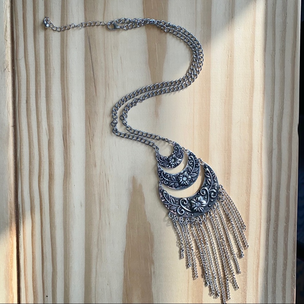 Metal Boho Adjustable Necklace with Fringe - Picture 1 of 3